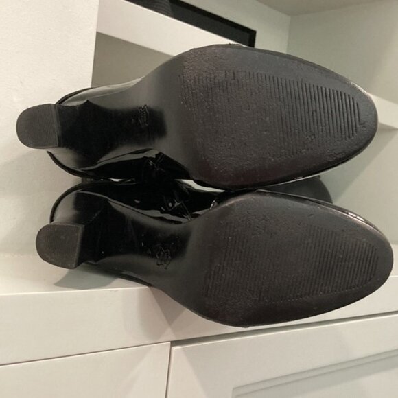 BURBERRY Patent Leather Buckle Heel Black Glossy Boots Size 6/6.5 - Picture 13 of 17